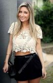 Blusa Top Cropped Renda Guipir